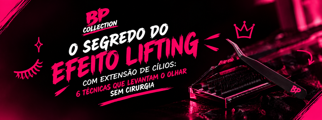Extensão de cílios efeito lifting