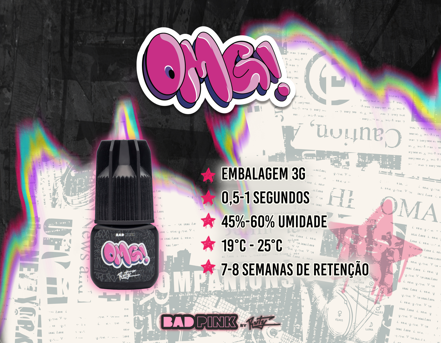 Adesivo BAD PINK - OMG - by Ruty Guerino